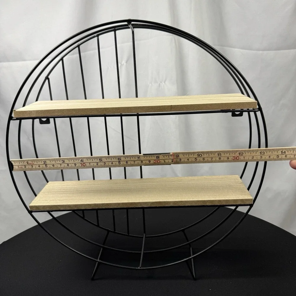 Circular Wall Hanging Shelf Modern Black Metal Wire Retro Home